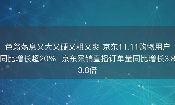 色翁荡息又大又硬又粗又爽 京东11.11购物用户数同比增长超20%  京东采销直播订单量同比增长3.8倍