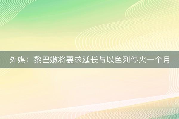 外媒：黎巴嫩将要求延长与以色列停火一个月