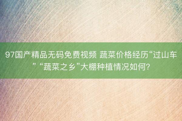 97国产精品无码免费视频 蔬菜价格经历“过山车” “蔬菜之乡”大棚种植情况如何？