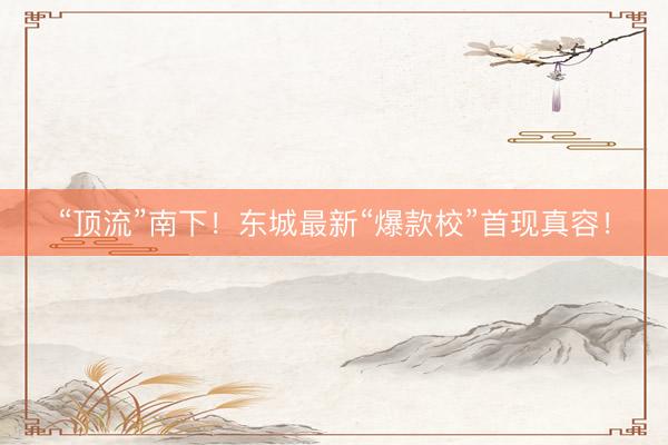 “顶流”南下！东城最新“爆款校”首现真容！