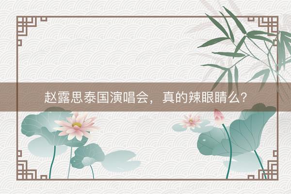 赵露思泰国演唱会，真的辣眼睛么？