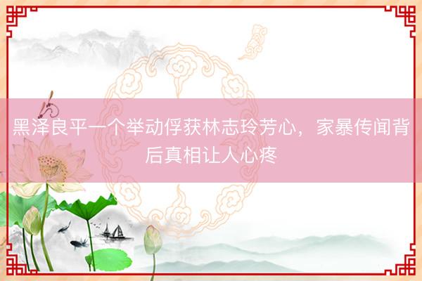 黑泽良平一个举动俘获林志玲芳心，家暴传闻背后真相让人心疼