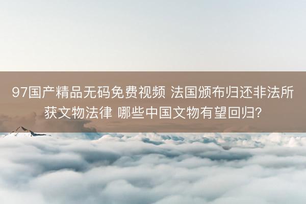 97国产精品无码免费视频 法国颁布归还非法所获文物法律 哪些中国文物有望回归？