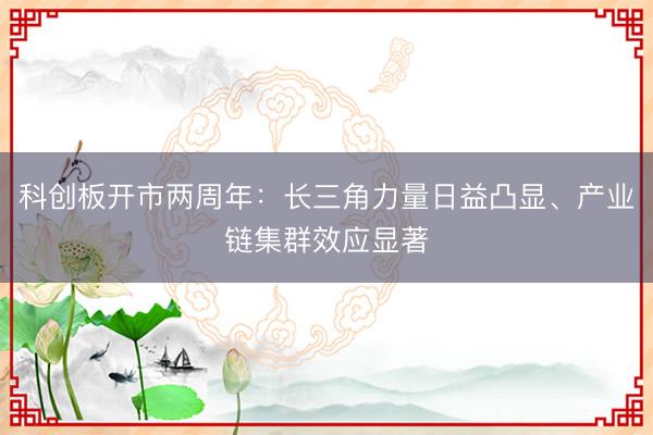 科创板开市两周年：长三角力量日益凸显、产业链集群效应显著