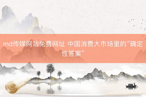 md传媒网站免费网址 中国消费大市场里的“确定性答案”