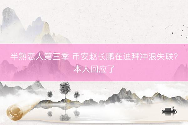 半熟恋人第三季 币安赵长鹏在迪拜冲浪失联？本人回应了