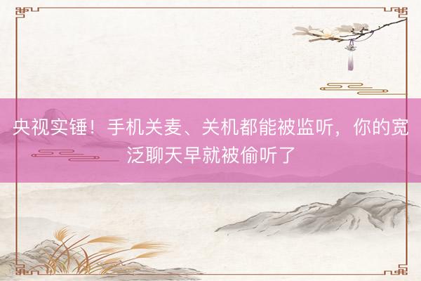 央视实锤！手机关麦、关机都能被监听，你的宽泛聊天早就被偷听了