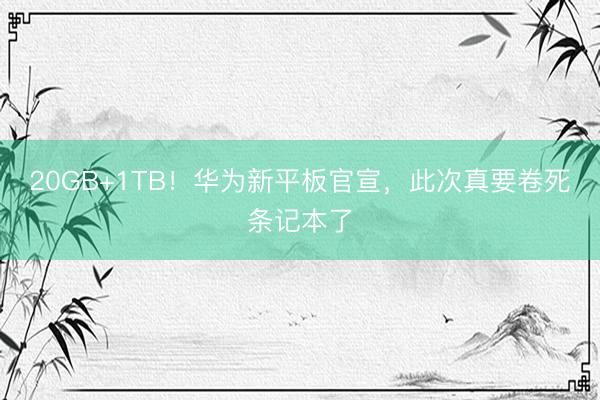 20GB+1TB！华为新平板官宣，此次真要卷死条记本了
