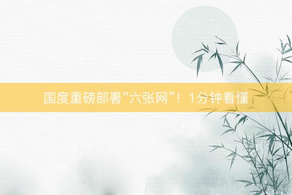 国度重磅部署“六张网”！1分钟看懂