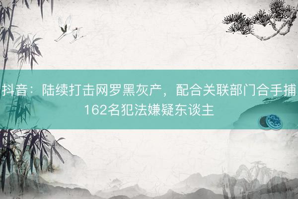 抖音：陆续打击网罗黑灰产，配合关联部门合手捕162名犯法嫌疑东谈主
