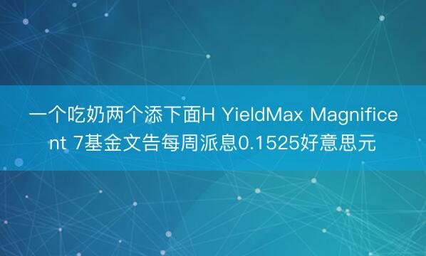 一个吃奶两个添下面H YieldMax Magnificent 7基金文告每周派息0.1525好意思元