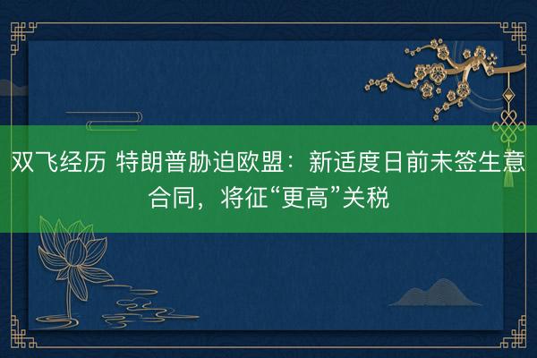 双飞经历 特朗普胁迫欧盟：新适度日前未签生意合同，将征“更高”关税