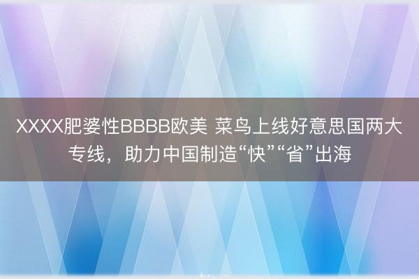 XXXX肥婆性BBBB欧美 菜鸟上线好意思国两大专线，助力中国制造“快”“省”出海