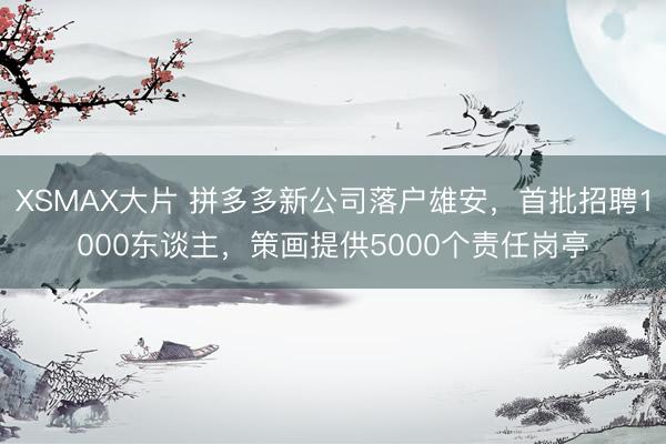 XSMAX大片 拼多多新公司落户雄安，首批招聘1000东谈主，策画提供5000个责任岗亭