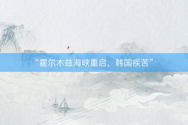 “霍尔木兹海峡重启，韩国疾苦”