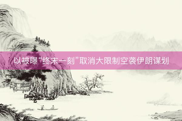 以被曝“终末一刻”取消大限制空袭伊朗谋划