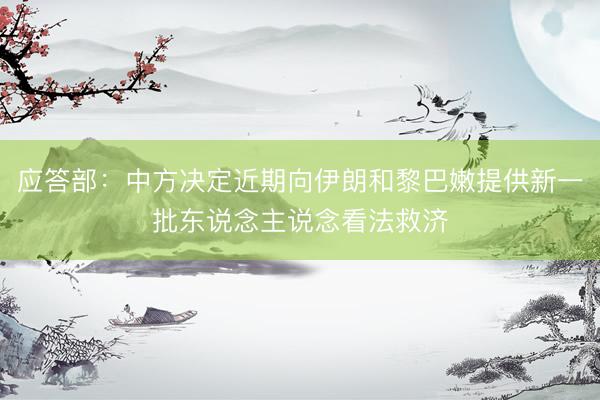 应答部：中方决定近期向伊朗和黎巴嫩提供新一批东说念主说念看法救济