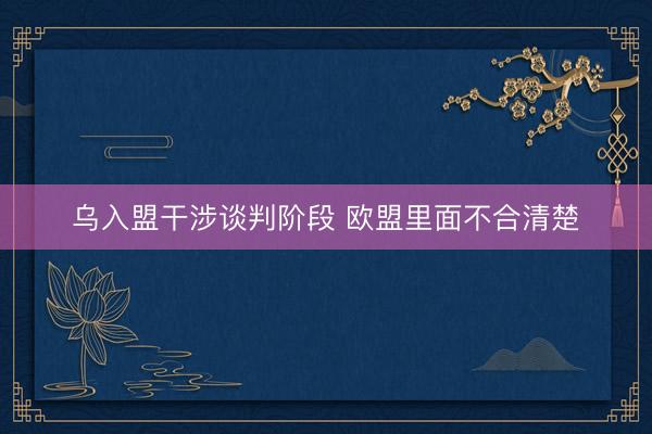 乌入盟干涉谈判阶段 欧盟里面不合清楚
